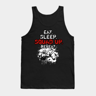 Cool Eat Sleep Squad Up Repeat Gamer Live Streamer Tank Top